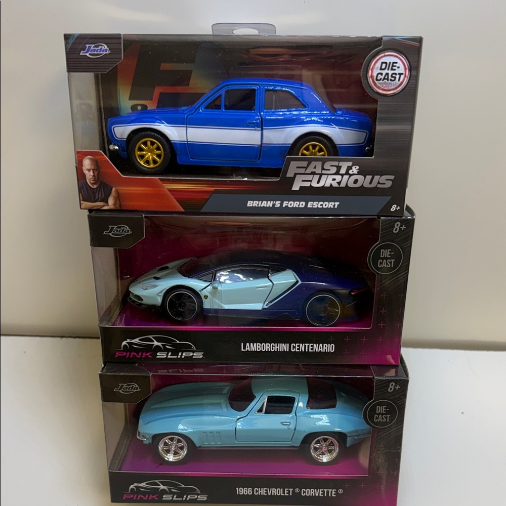 Jada Toys Fast & Furious Die-Cast Car Set - Blue and Gold pink slips (SET 3)